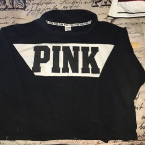 Cropped white/black pink sweater